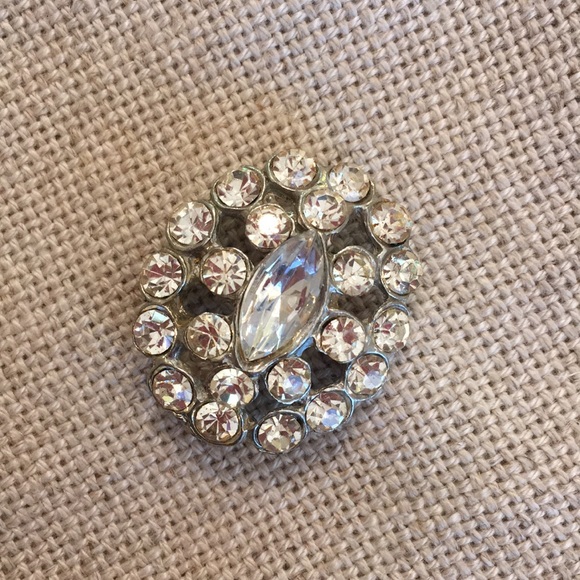 Oval Glass Rhinestone Pin Marquise Center Stone - Picture 6 of 12